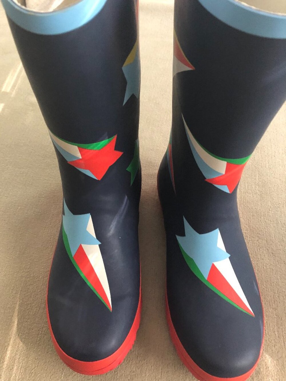 Mini Boden Unisex Rain Boots Navy Blue & Red Size EU 34 US 2.5-3
